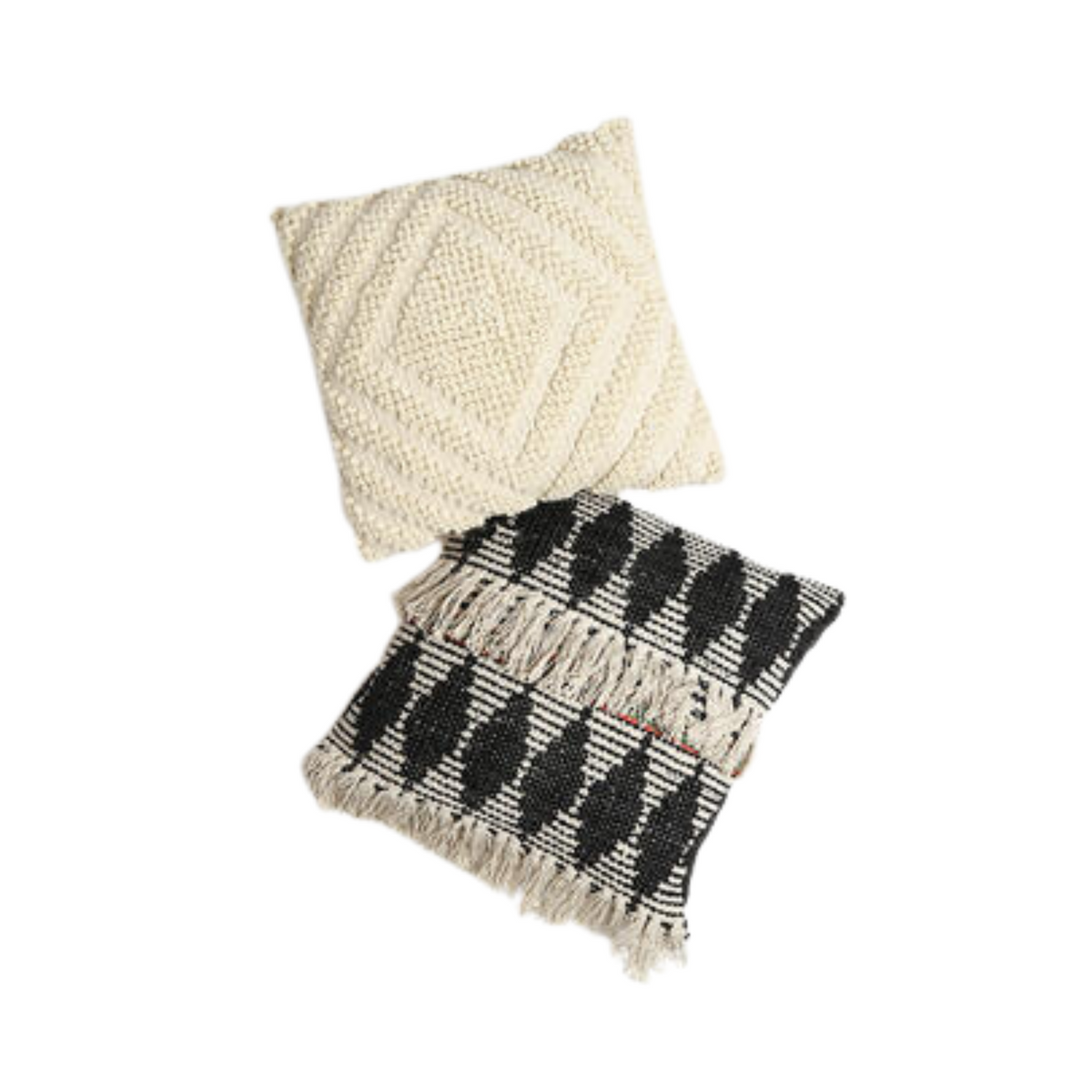 Textured Cushion Cover with Tassels IB