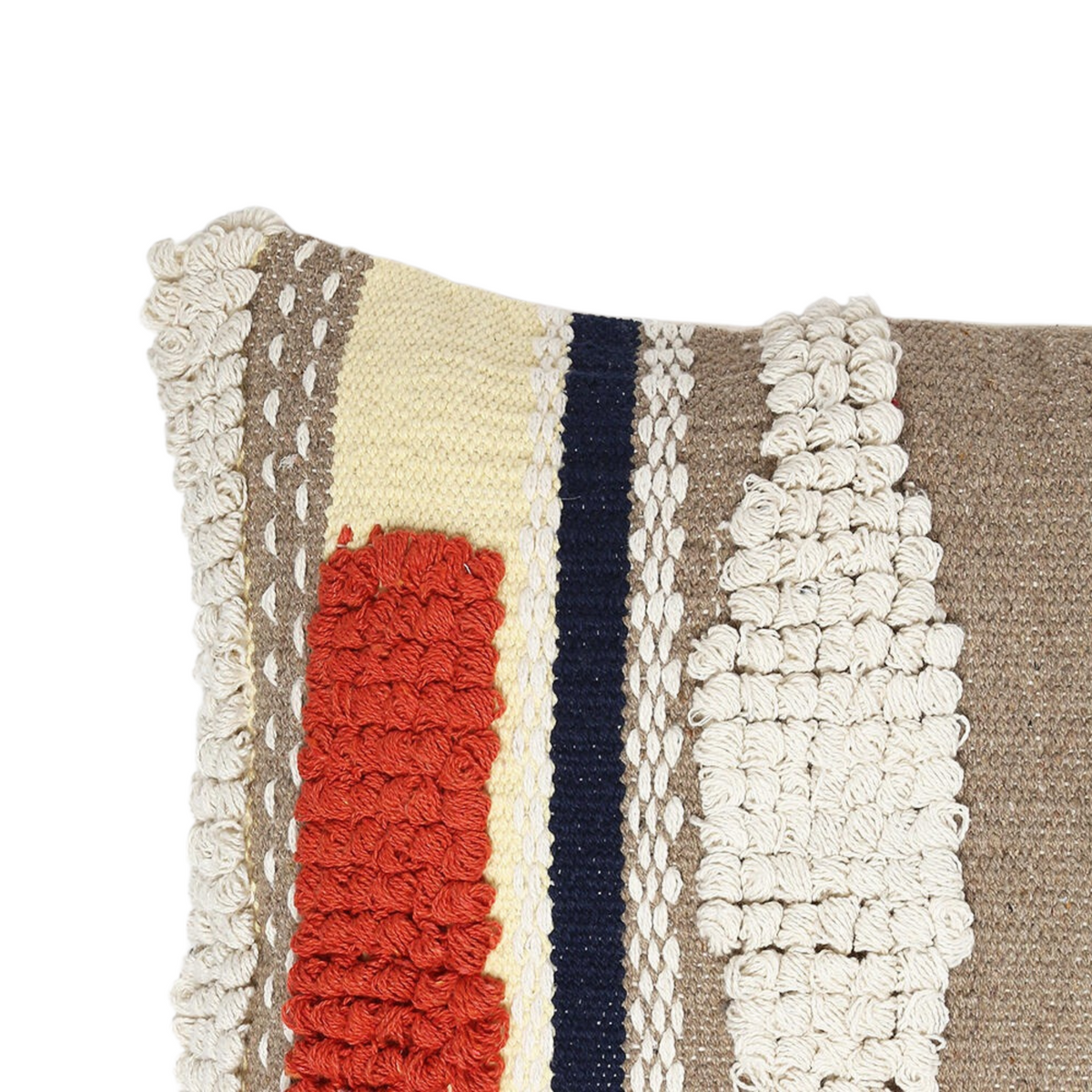 Woven Cotton Cushion Cover with Tufts