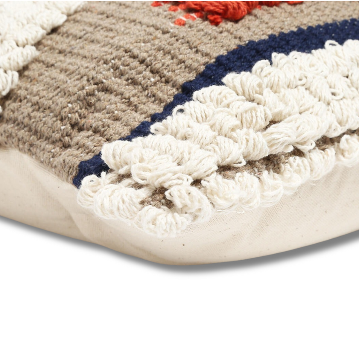 Woven Cotton Cushion Cover with Tufts
