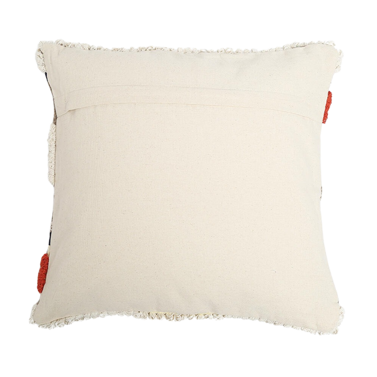 Woven Cotton Cushion Cover with Tufts