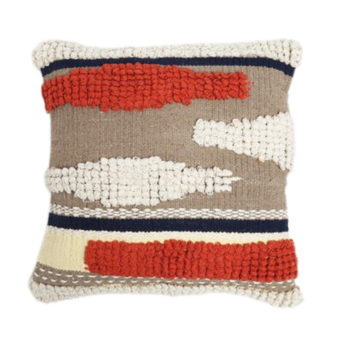 Woven Cotton Cushion Cover with Tufts