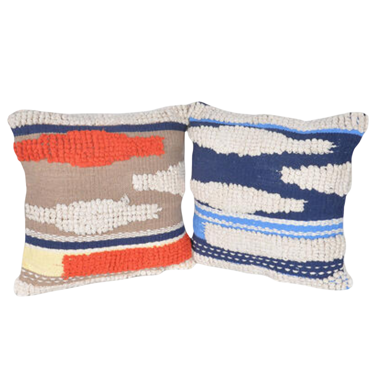 Woven Aqua Cushion Cover with Tufts