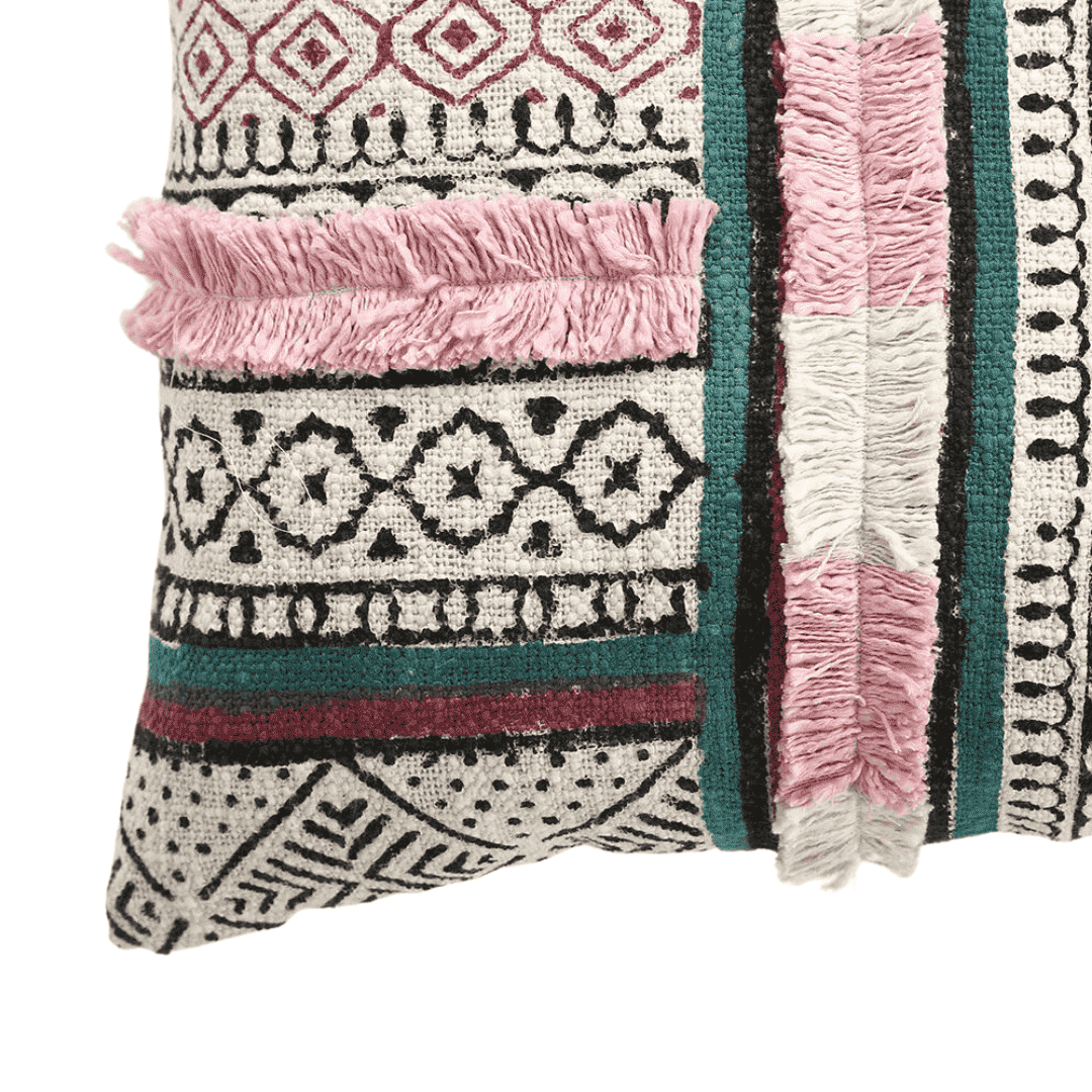 Geometric Pattern Textured Cotton Cushion Cover