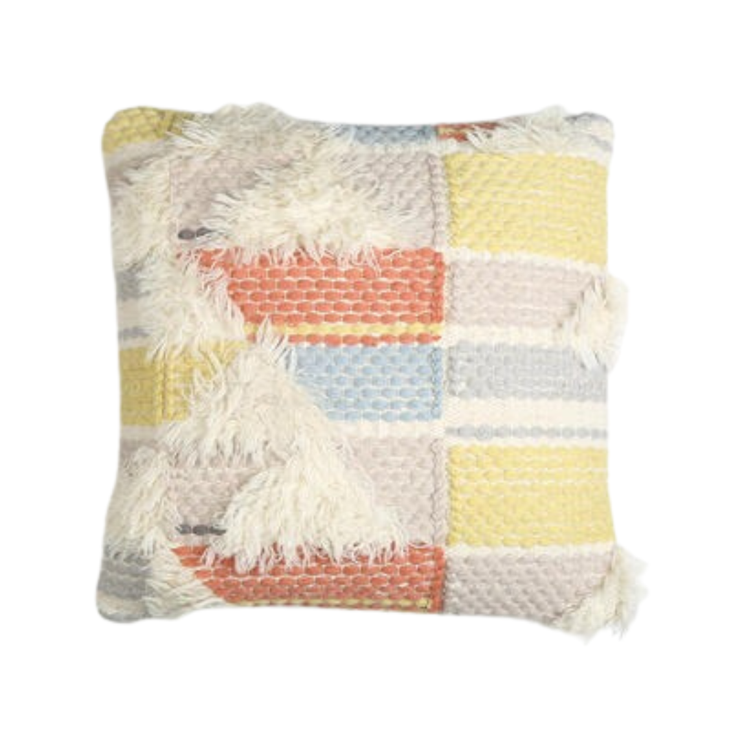 Pastel Wool &amp; Cotton Cushion Cover – Handloom