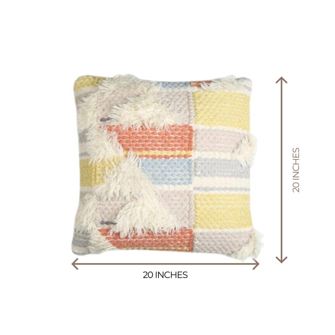 Pastel Wool &amp; Cotton Cushion Cover – Handloom