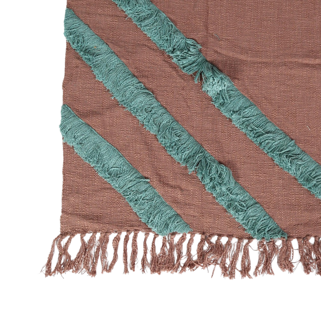 Handwoven Dusty Pink Throw with Teal Accents