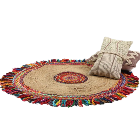 Hand-Braided Cotton Jute Rug – Upcycled