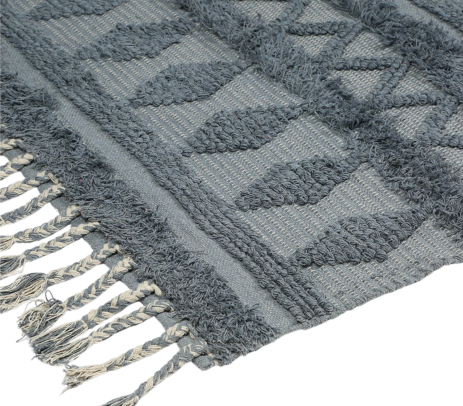 Tufted Ash Grey Tasseled Rug