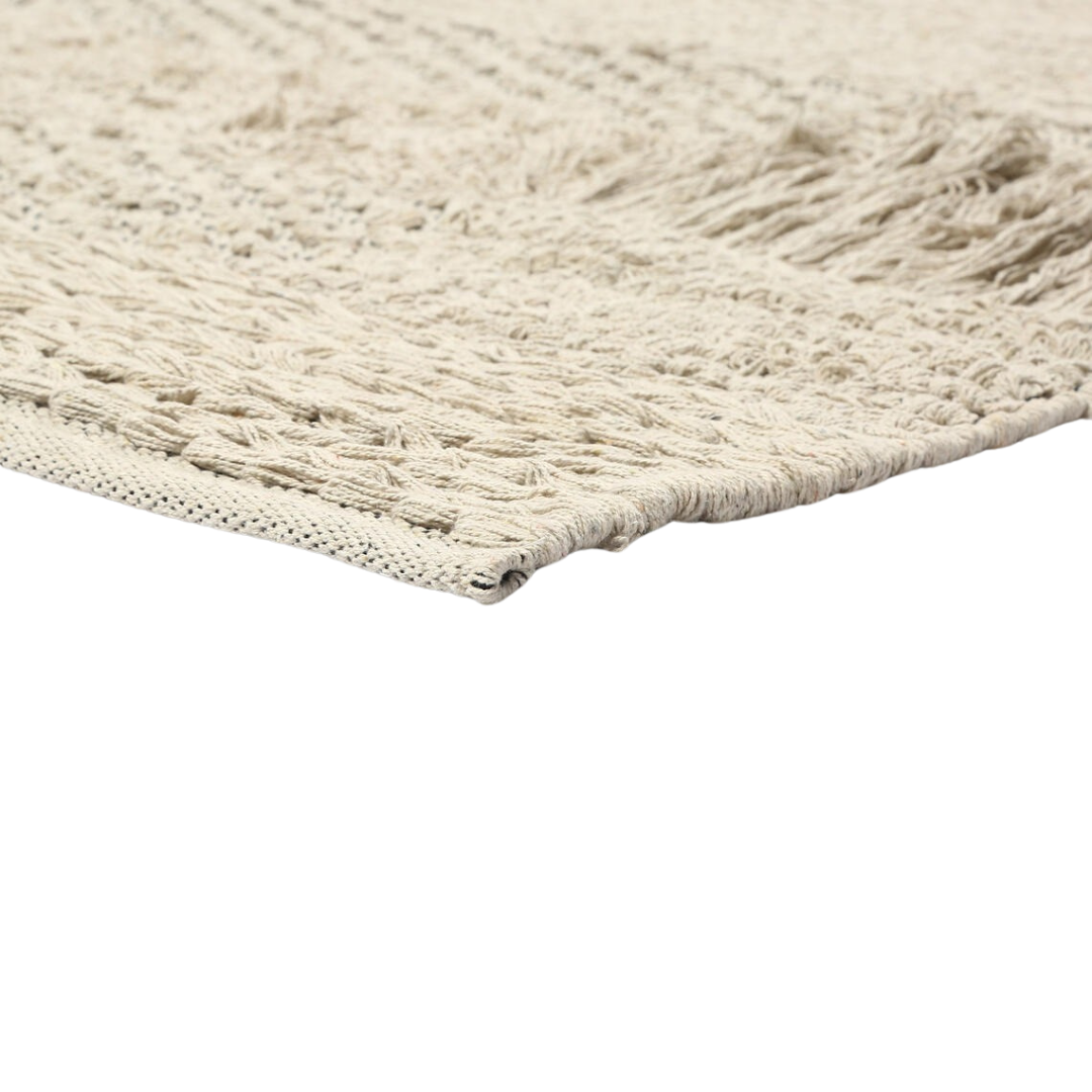 Handmade Woven Cotton Rug – Neutral Flat Woven Rug