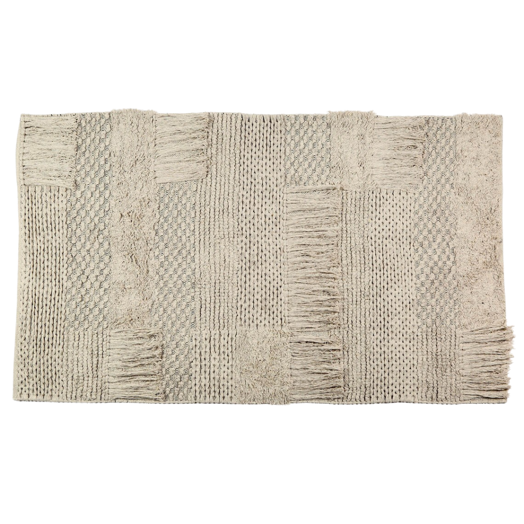 Handmade Woven Cotton Rug – Neutral Flat Woven Rug