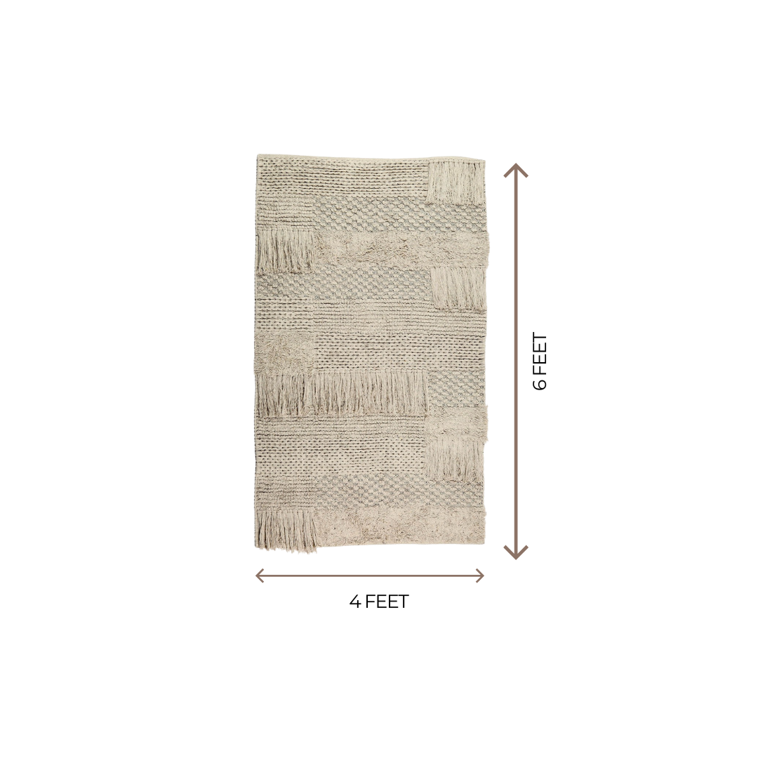 Handmade Woven Cotton Rug – Neutral Flat Woven Rug