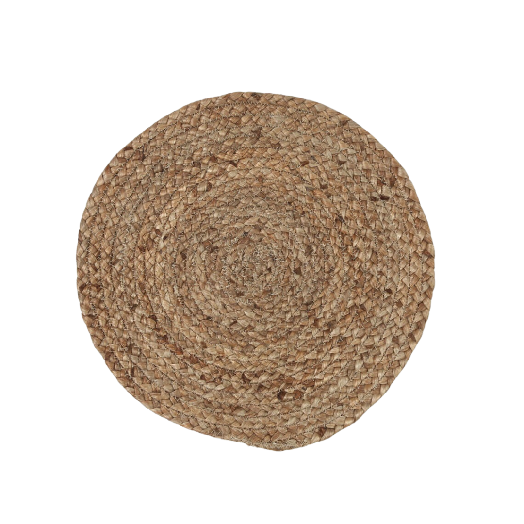 Hand-Braided Round Jute Placemats – Set of 4 Eco-Friendly Table Accents