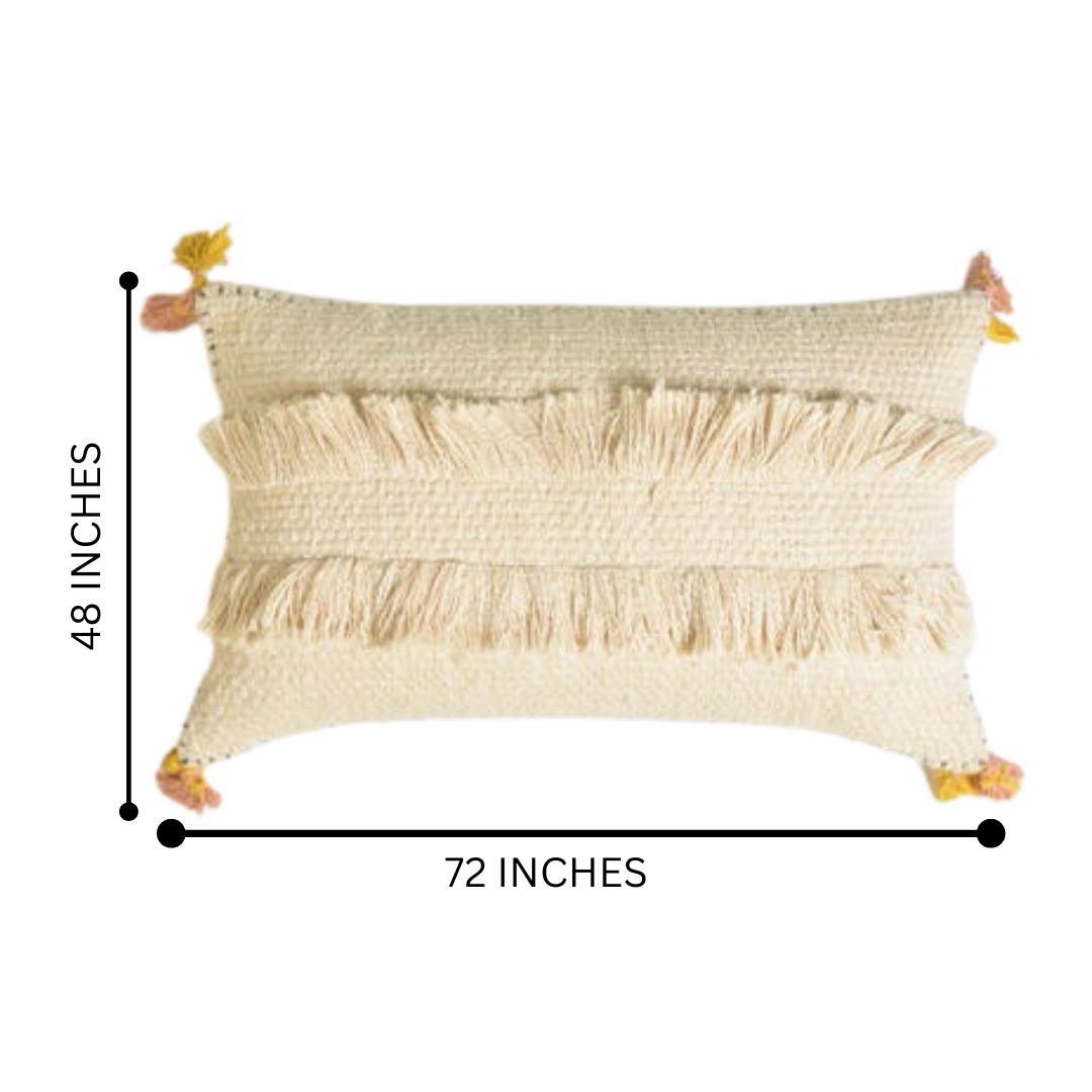 Handwoven Fringed Lumbar Cushion cover