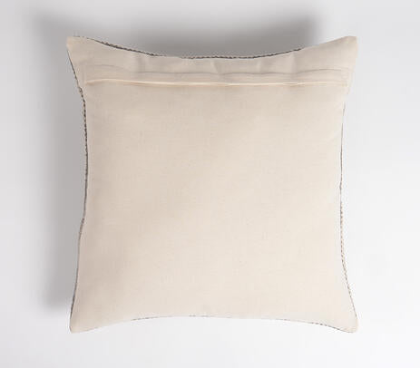 Hand Block Printed Geometric Bordered Cotton Cushion Cover