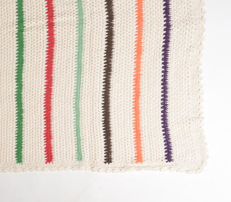 Handcrafted Striped Multicolor Crochet Throw – Cozy &amp; Vibrant