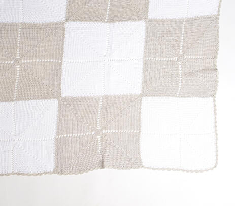 Soft Cotton Crochet Throw – Handmade Chess Squares