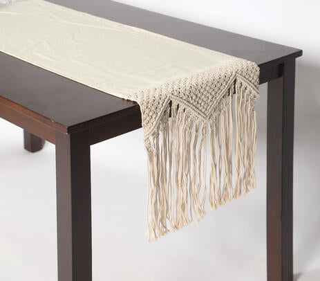 Border Macrame Fringed Table runner IB
