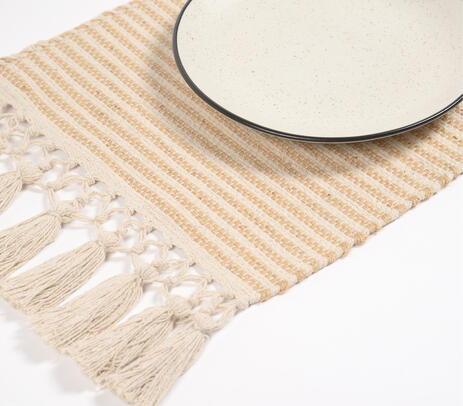 Handwoven Cotton &amp; Jute Tasseled Placemats (set of 4)