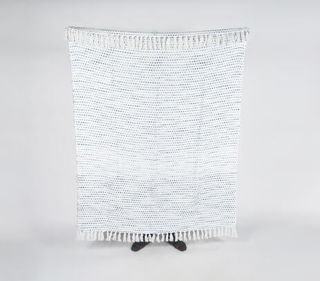 Blue Dots Cotton Throw – Handwoven