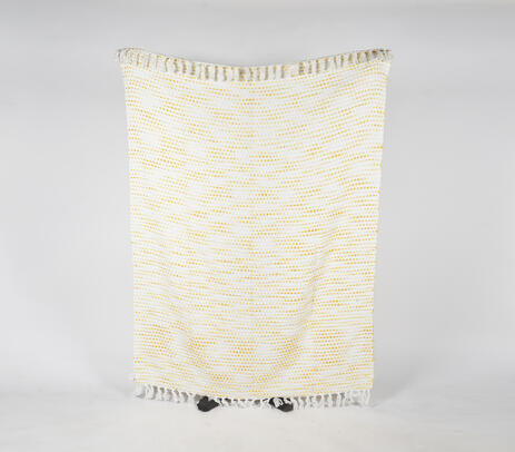 Handwoven Textured Throw with Tasseled Border