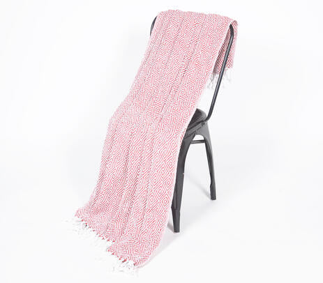 Handwoven Cotton Geometric Tasseled Throw