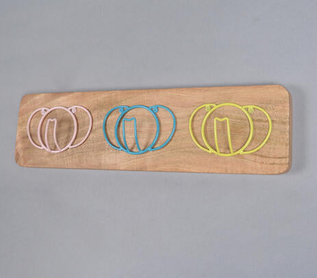 Pastel Coiled Elephants Wooden Wall Hook