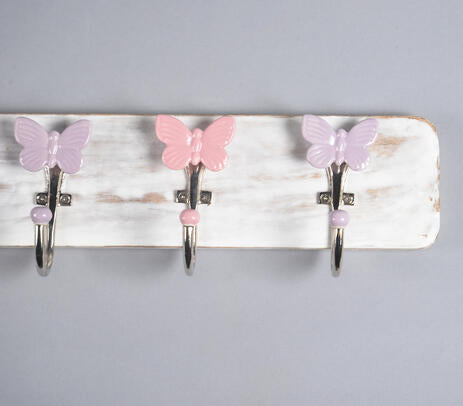 Pastel &amp; Distressed Wooden Wall hook – Handcrafted Rustic Accent