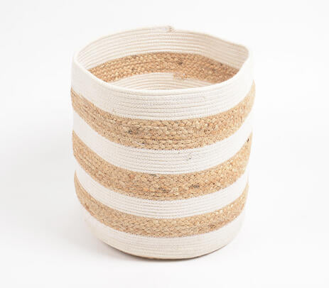 Hand Braided Jute & Cotton Monochrome Basket