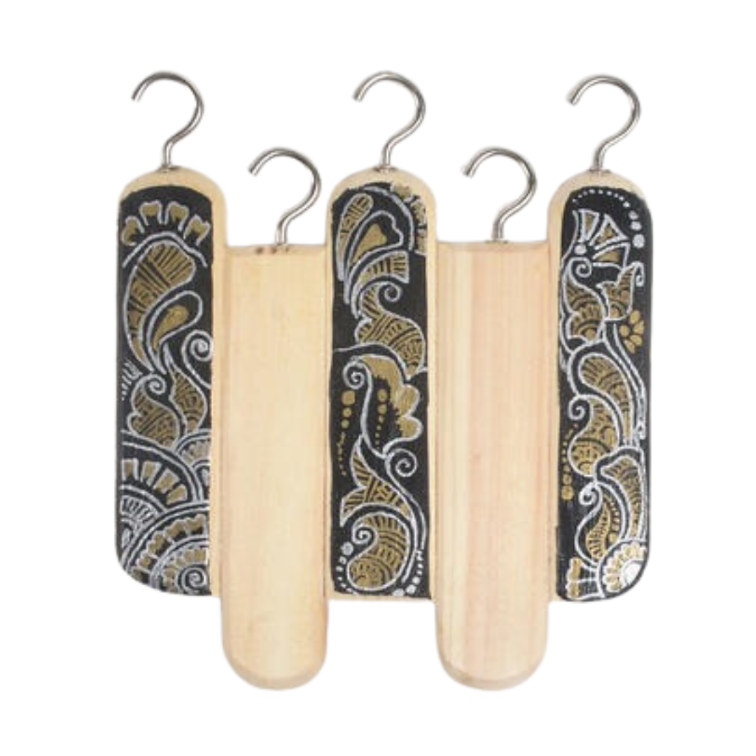 Traditional Hand-Painted Wooden Hook – Artisan Wall Accent