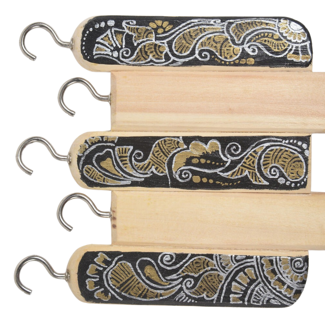Traditional Hand-Painted Wooden Hook – Artisan Wall Accent