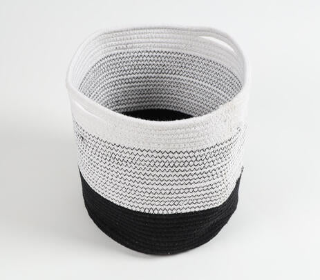 Handwoven Cotton Monochrome Zigzag Basket