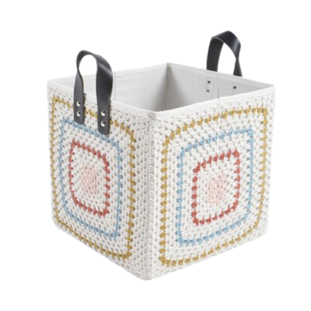 Crochet Square Cotton Foldable Storage Hamper