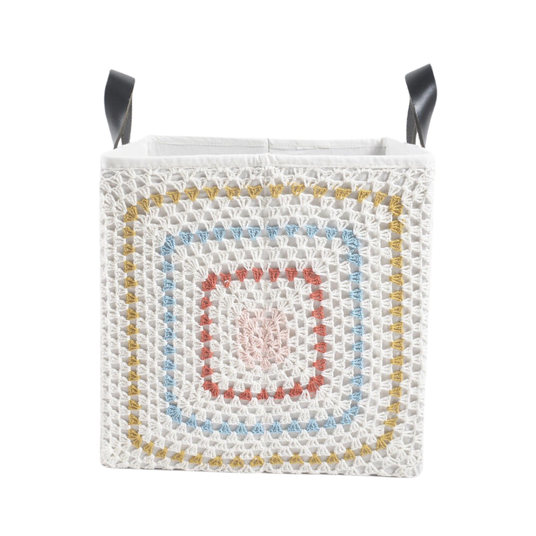Crochet Square Cotton Foldable Storage Hamper