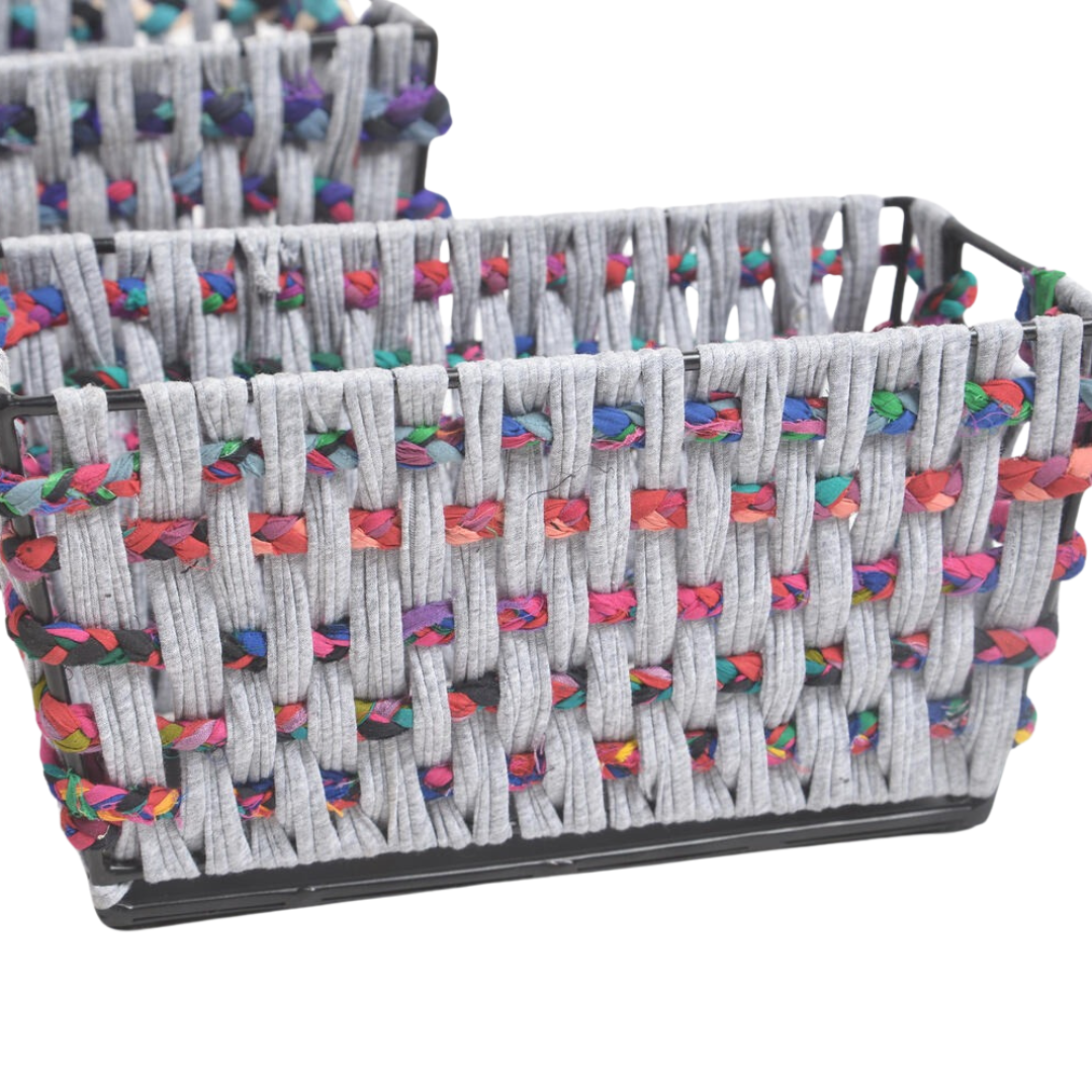 Multicolor Cotton Cord Baskets – Handmade