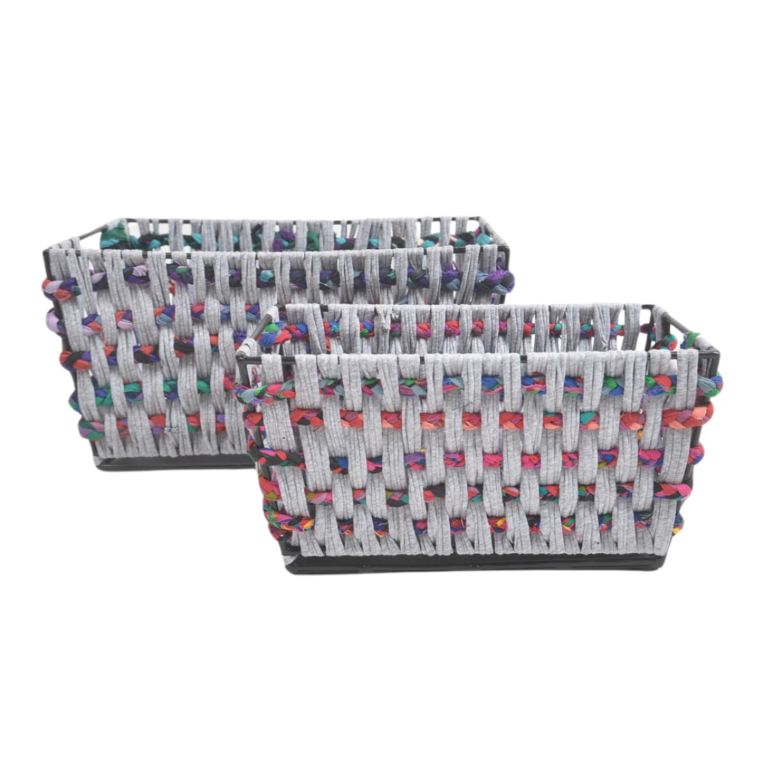 Multicolor Cotton Cord Baskets – Handmade