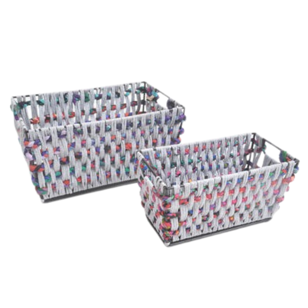 Multicolor Cotton Cord Baskets – Handmade