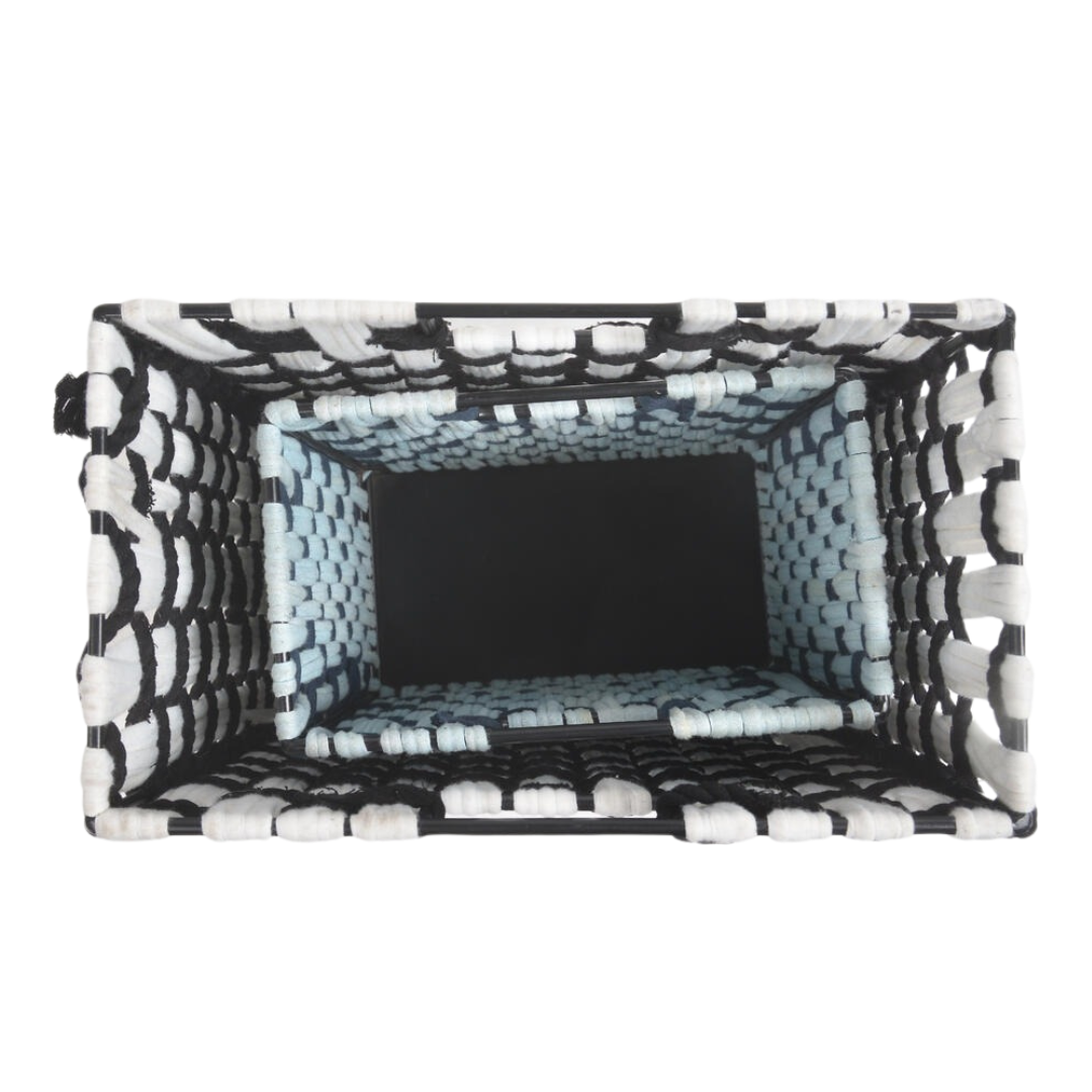 Checked Monochrome Cotton Baskets – Handwoven Set of 2