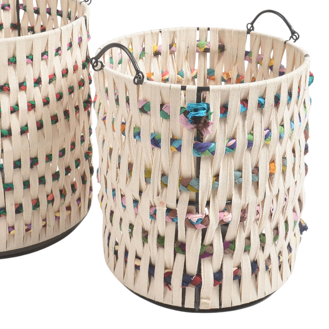 Multicolor Woven Cotton Baskets (Set of 2)