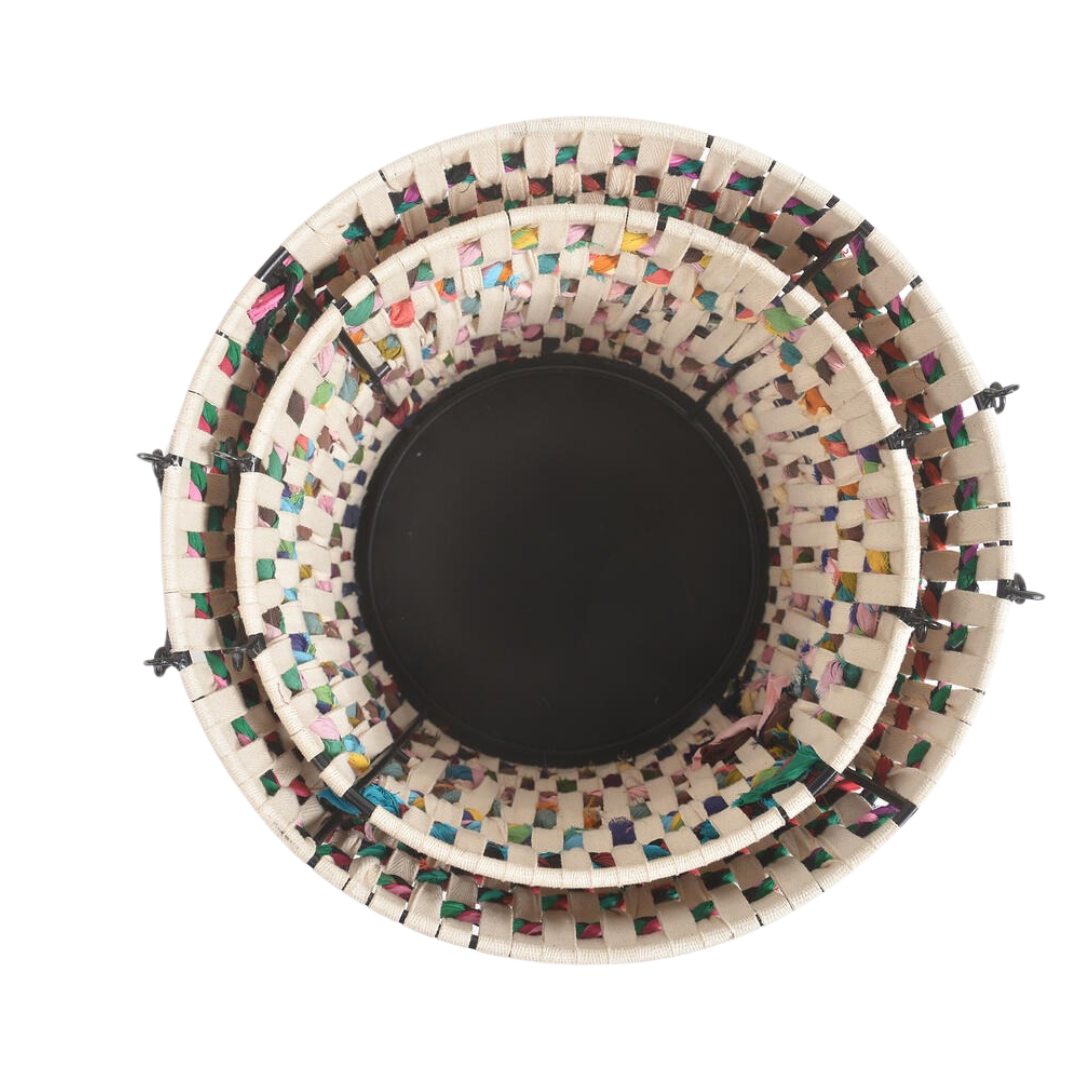 Multicolor Woven Cotton Baskets (Set of 2)