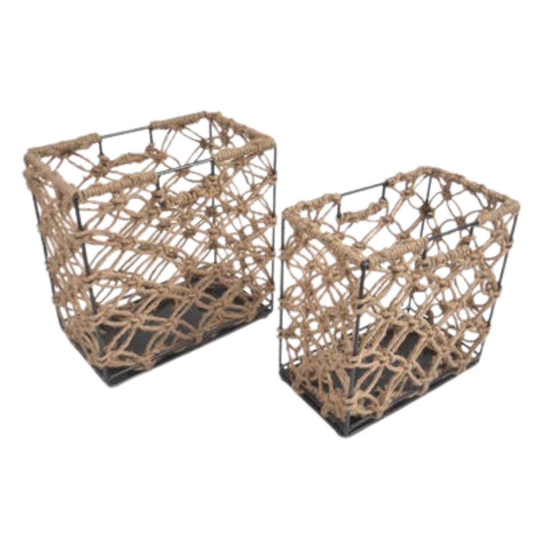 Knotted Jute &amp; Iron Baskets (Set of 2)