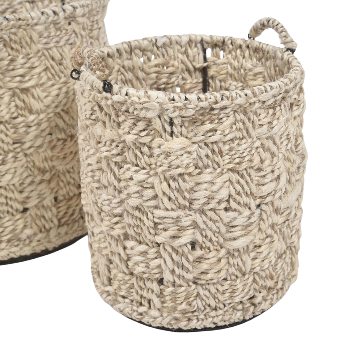 Handwoven Jute &amp; Iron Nesting Baskets