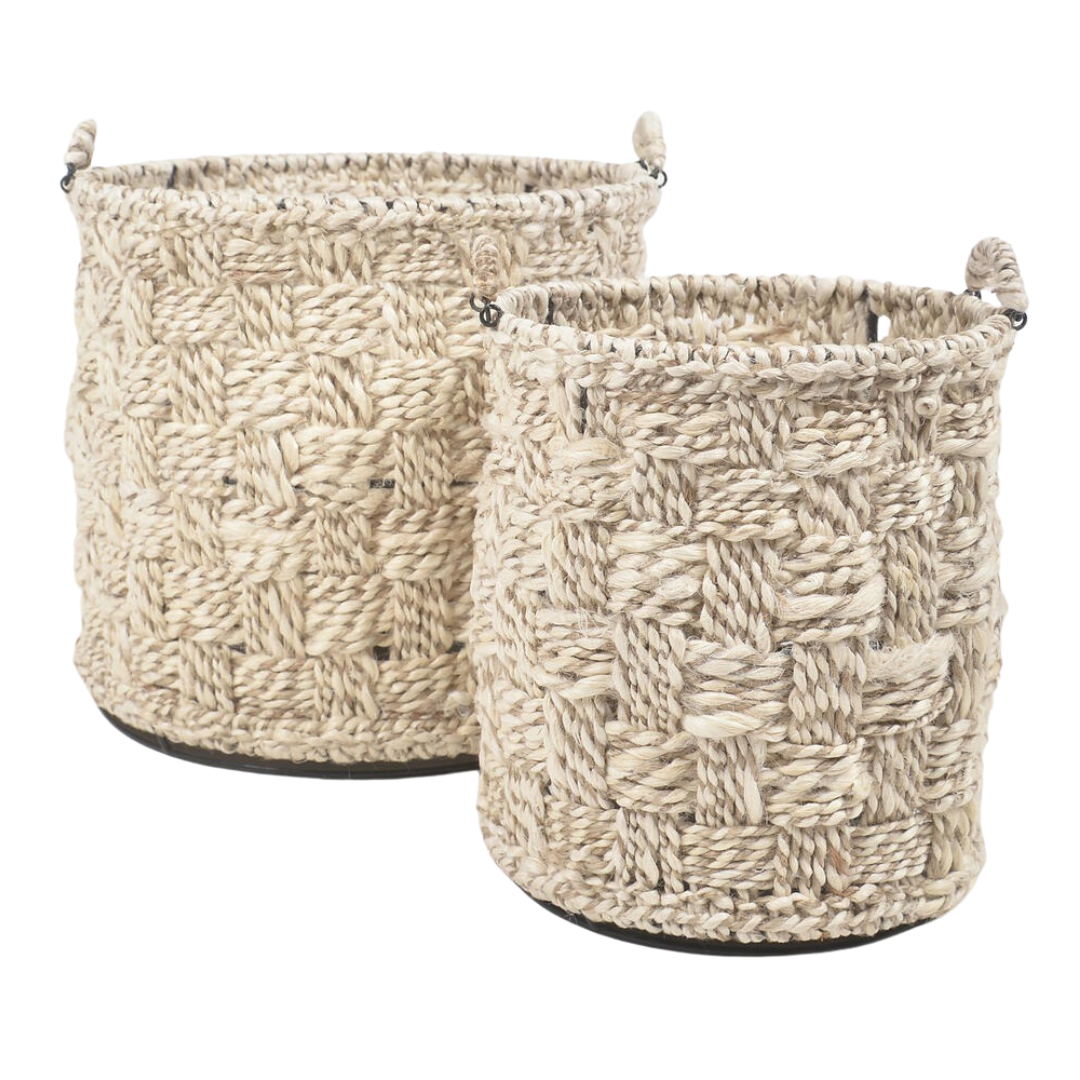 Handwoven Jute &amp; Iron Nesting Baskets