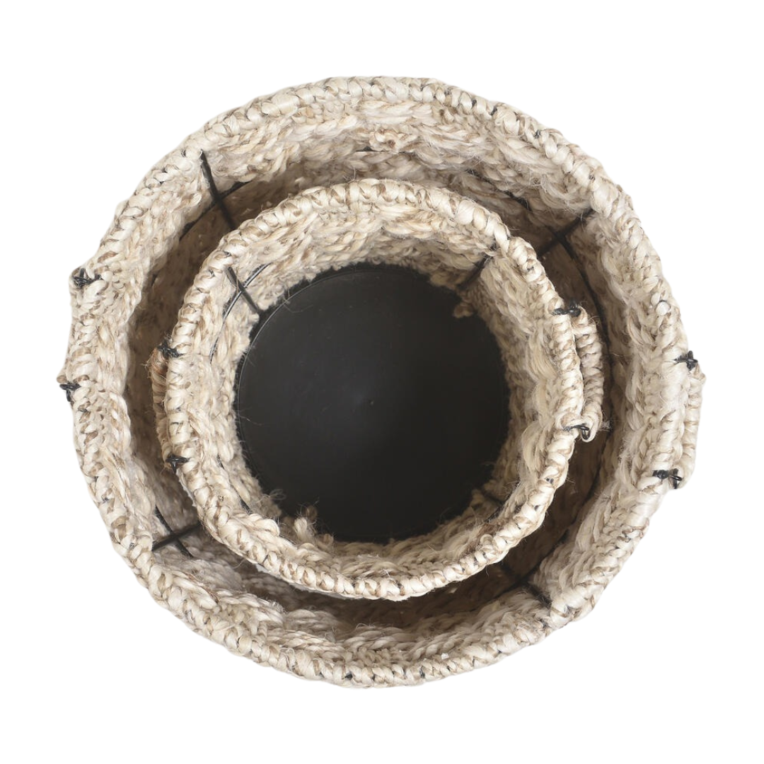 Handwoven Jute &amp; Iron Nesting Baskets