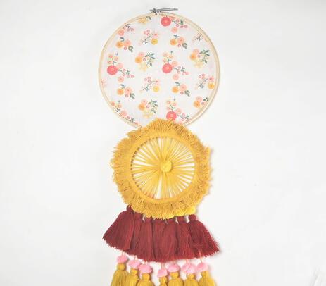 Vintage Floral & Chunky Tasseled Dreamcatcher