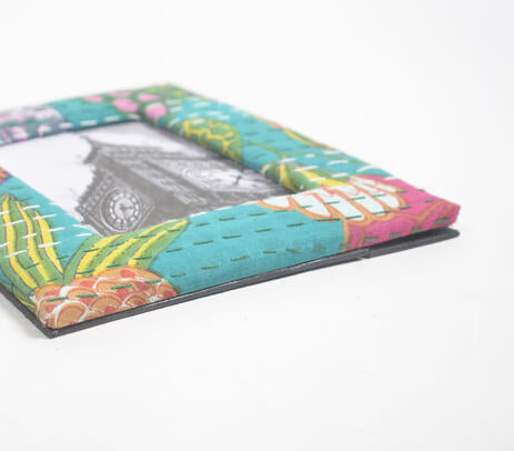 Turquoise Kantha Fabric Photo Frame