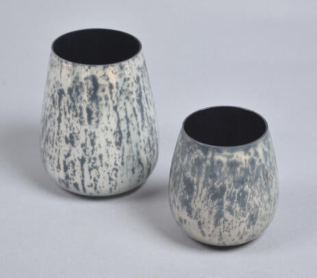 Monochrome Black &amp; White Textured Glass Votives – Set of 2