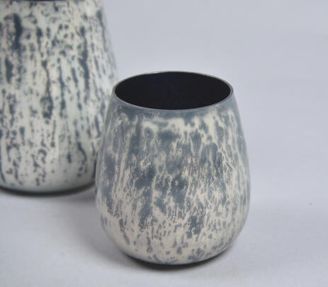 Monochrome Black &amp; White Textured Glass Votives – Set of 2