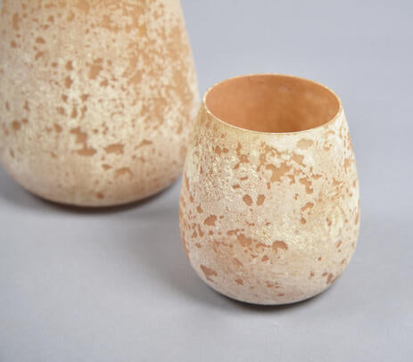 Abstract Orange Glass Votives (Set of 2)