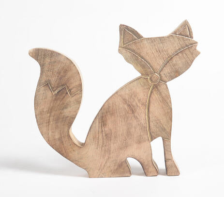 Hand Carved Wooden Decorative Foxes
