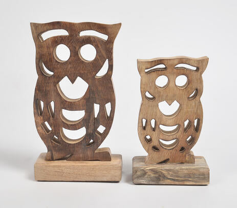 Wooden Owls Tabletop Decoratives (Set of 2)